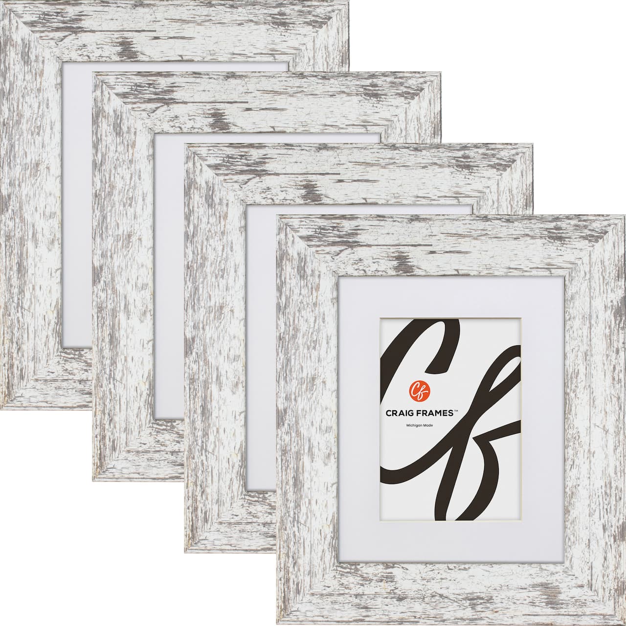 4 Pack American Barn Alabaster White Picture Frame with Mat by Craig Frames